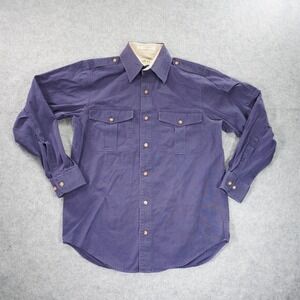Orvis‎ Shirt Mens Small Blue Military Utility Cargo Safari Brush Button Up